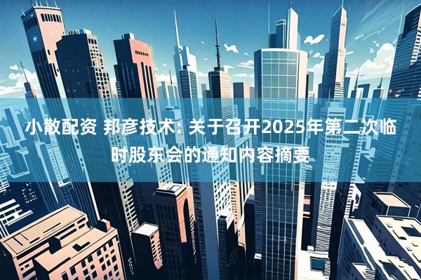 小散配资 邦彦技术: 关于召开2025年第二次临时股东会的通知内容摘要